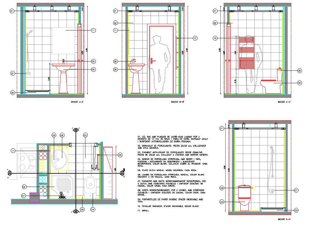 Bathroom & toilet detail autocad file