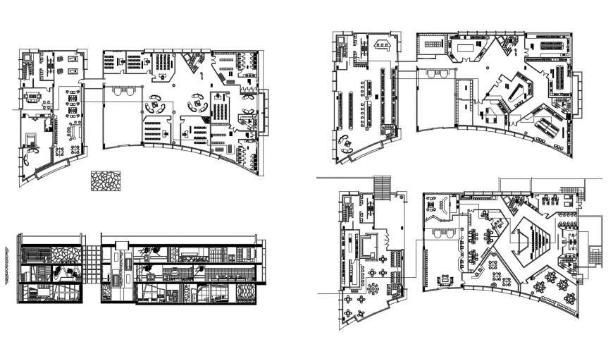 Education academy plan and elevation in auto cad