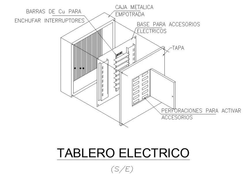 Electric board isometric drawing in dwg AutoCAD file.