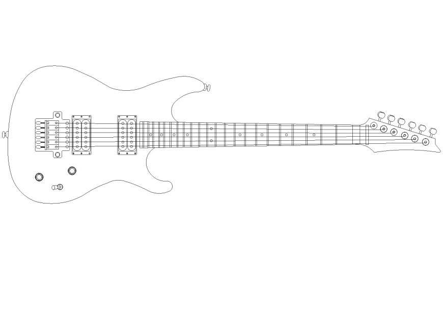 Electric Guitar top elevation autocad file