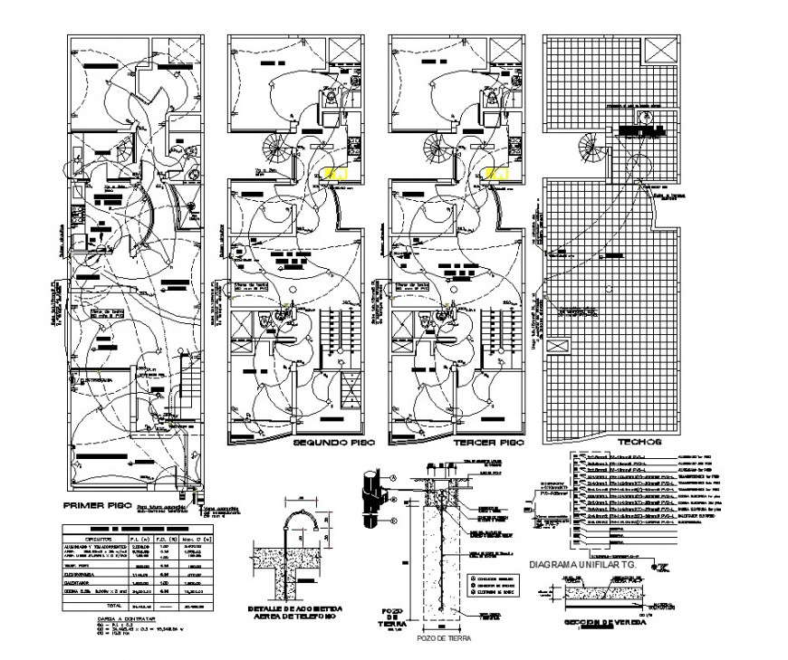 Electrical fitting of a building structure 2d view layout file in dwg format