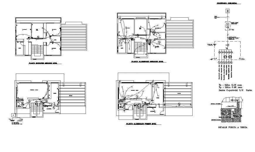 Electrical installation in a building detail 2d view layout plan in dwg format