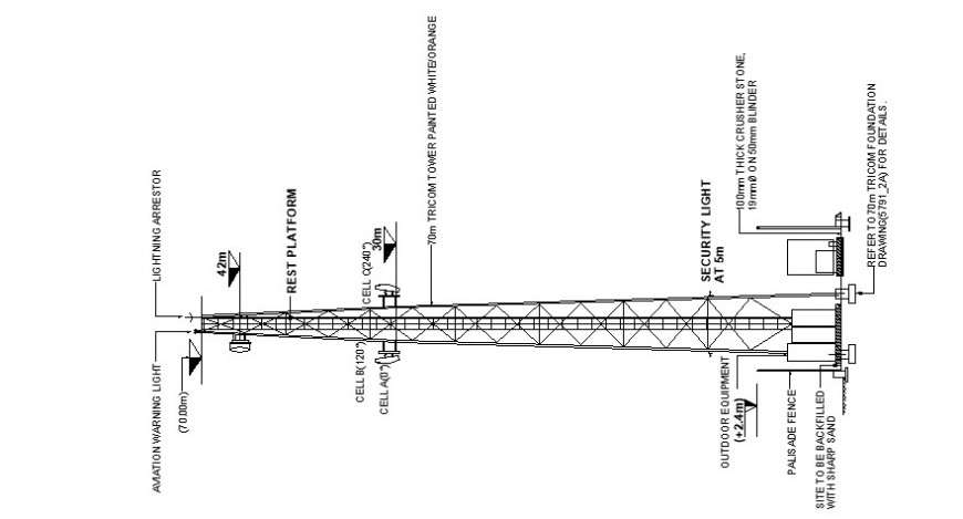 Electrical tower constructive section and electric installation drawing details dwg file