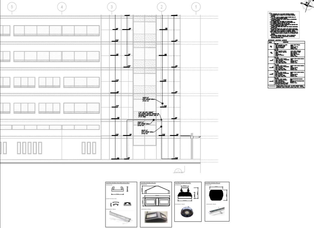 elevation and exterior led lighting  specification detail 