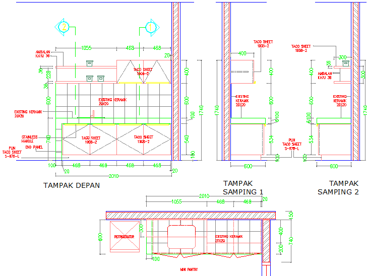 elevation of a kitchen