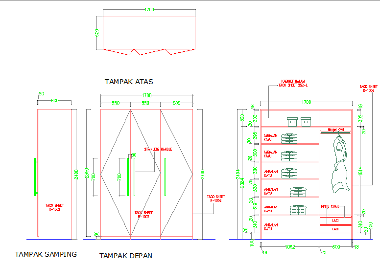 elevation of a wardrobe