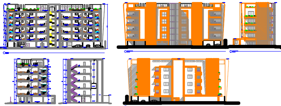 elevation of apartment dwg file