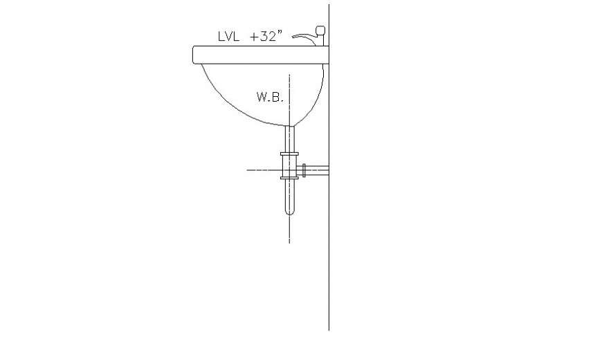Elevation 2d view drawings of sanitary washbasin autocad file