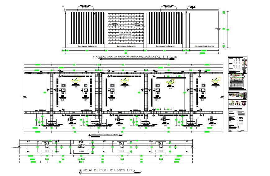 Elevation and section foundation plan layout file
