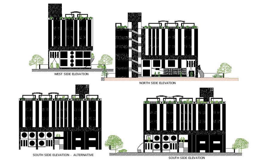Elevation design hotel detail dwg file