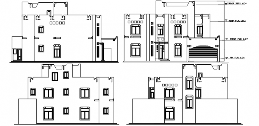Elevation design of residence house drawing