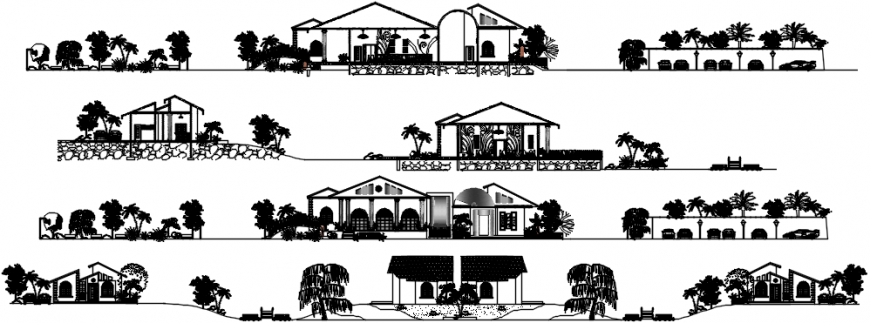 Elevation design of resort project autocad file