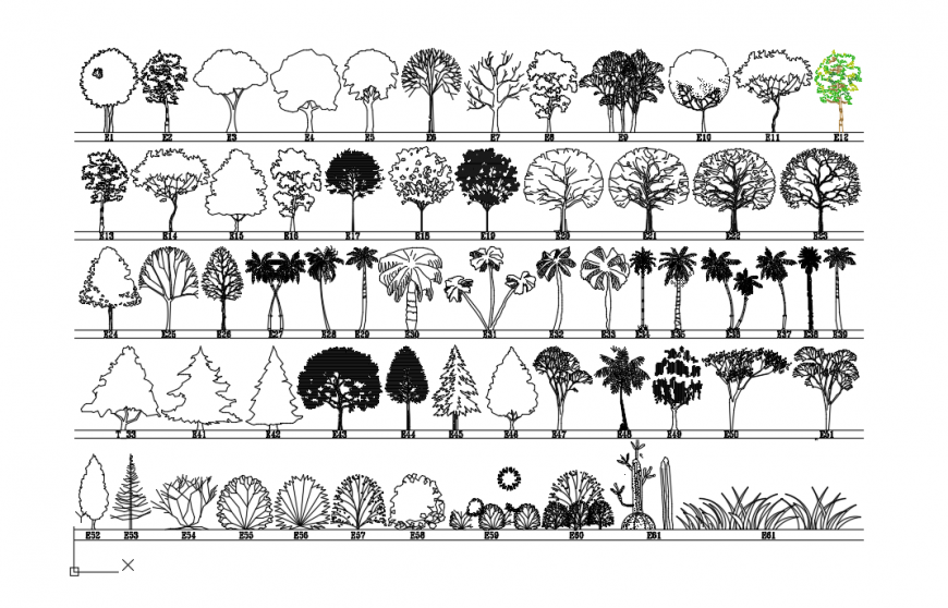 Elevation drawings details of landscaping units autocad software file