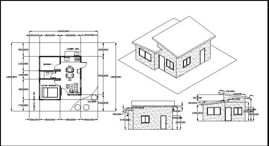 elevation of a bungalow and plan