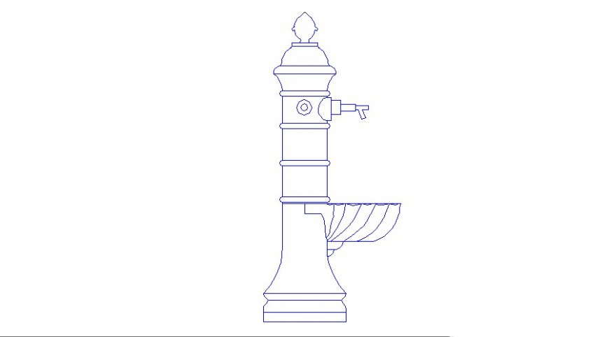 Elevation of fountain design 2d view layout file in dwg format