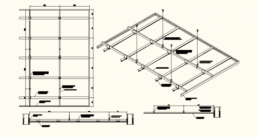 Elevation of Frame ceiling and plan autocad file