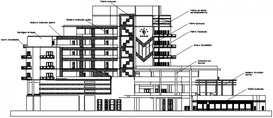 Elevation of hotel cad file