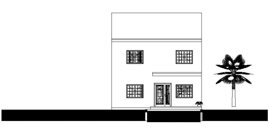 Elevation of house drawing in AutoCAD software