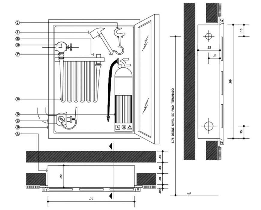 Elevation of machinery units 2d view dwg file