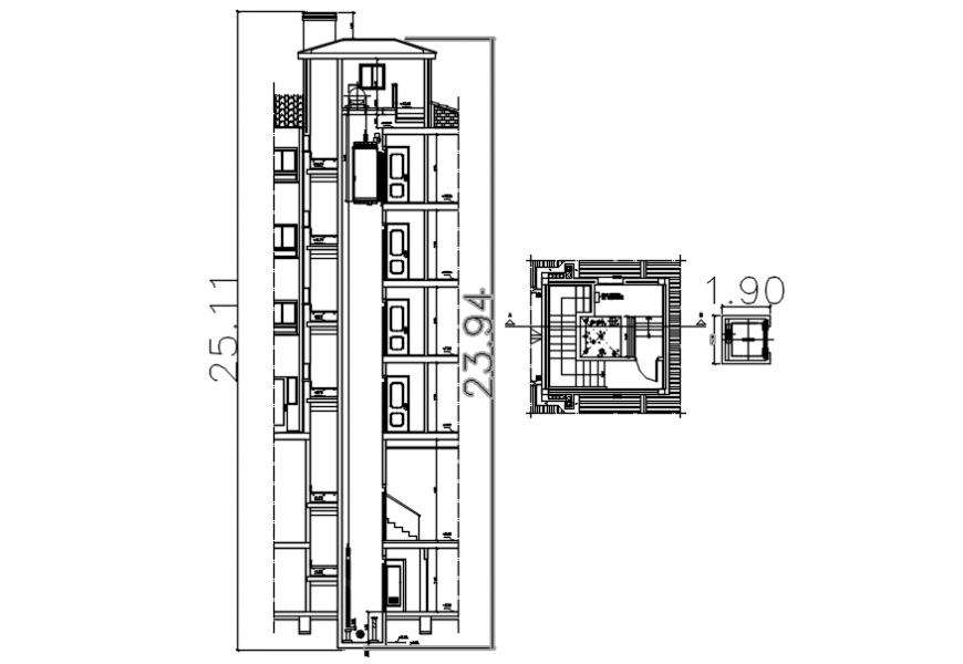 Elevator 2d plan and elevation autocad software file