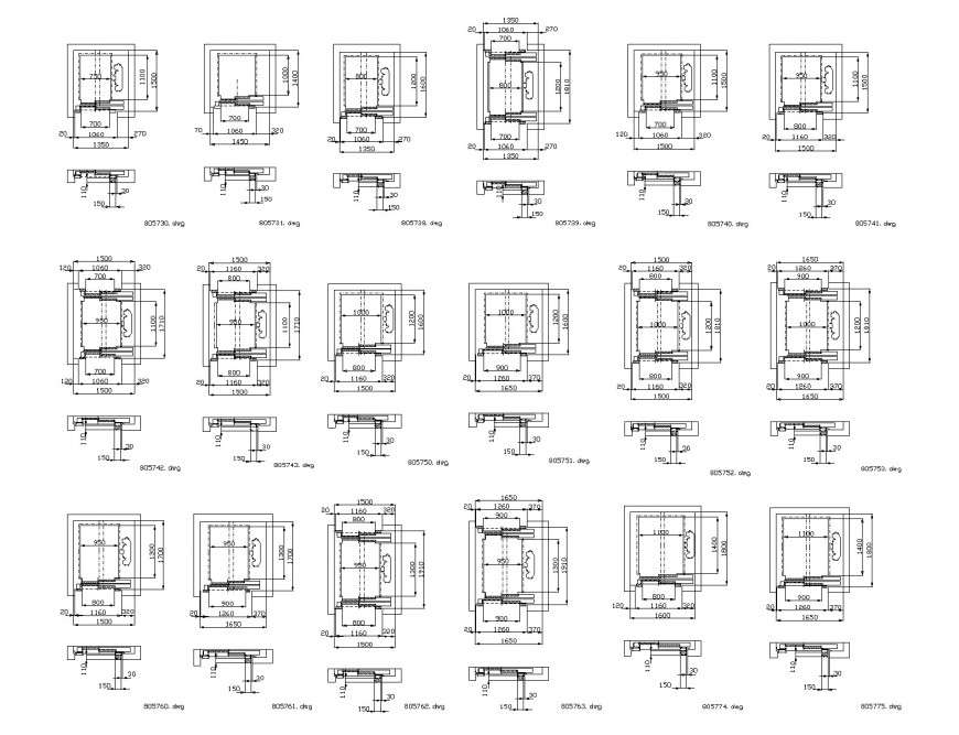 Elevators kone plan and section detail