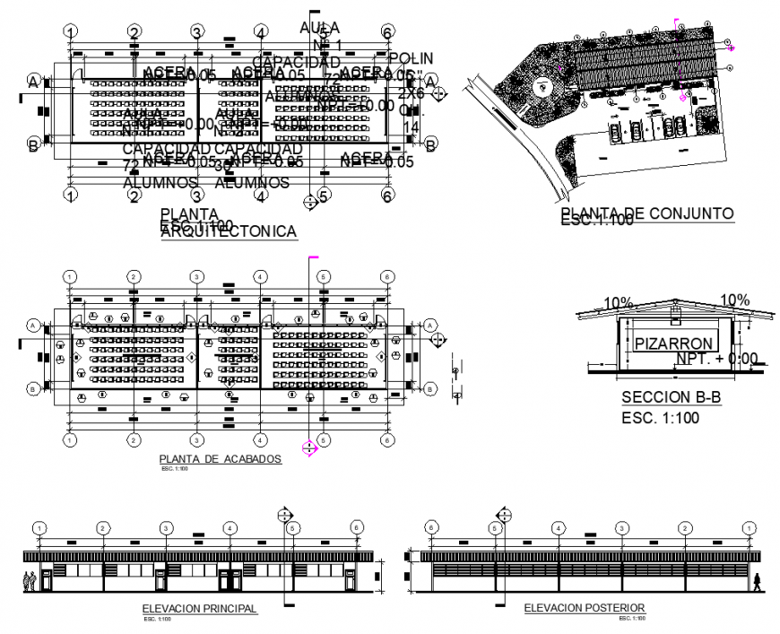 Engineering class room drawing in dwg file.