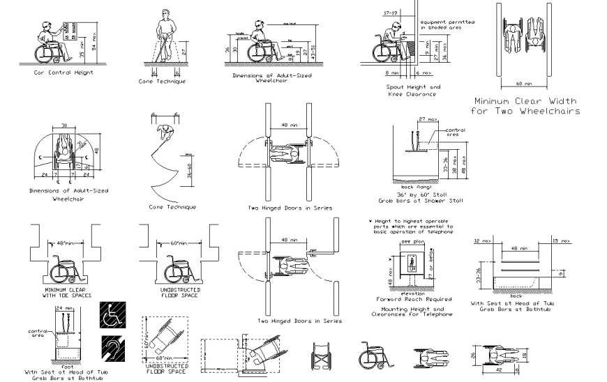 Entry access section, plan and structure details for handicap dwg file