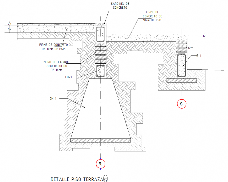 Errace foundation section plan layout file