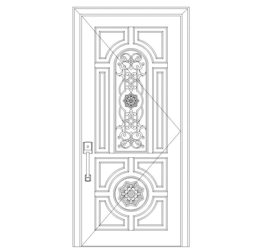 European door cad block dwg file
