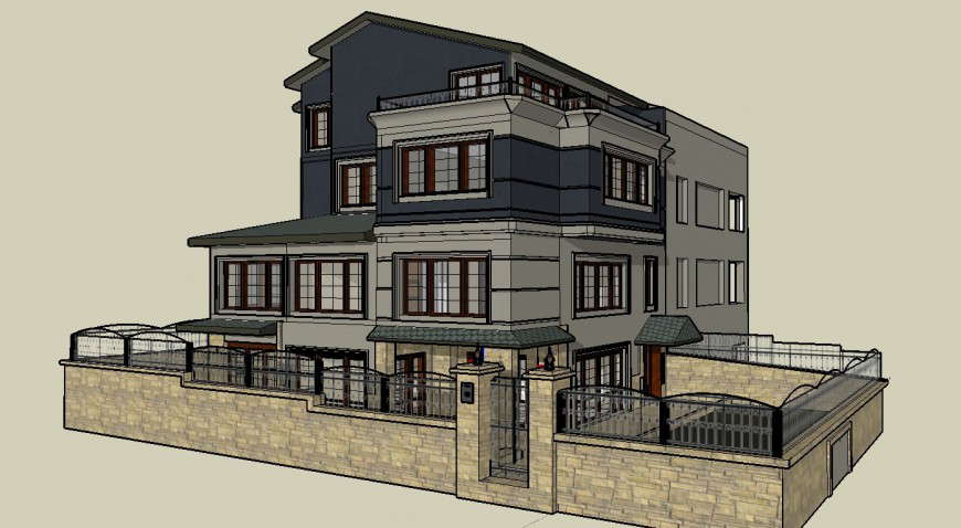 European style construction big house 3d