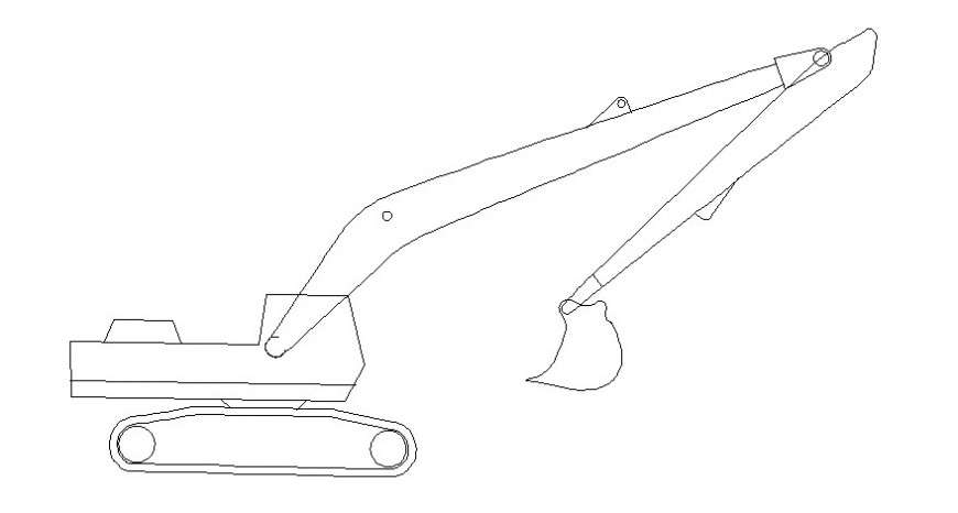 Excavation machine drawing 2d view in autocad software