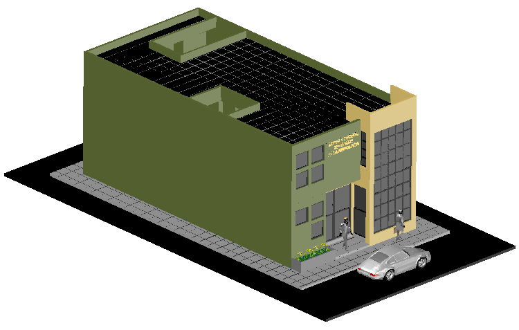 Architectural 3D Drawing of Office Building layout in DWG File