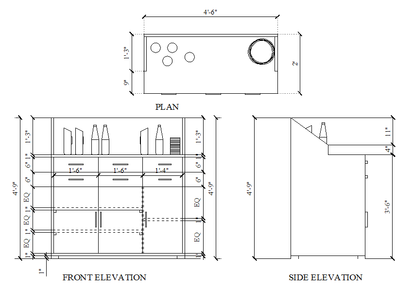 Standing Table Design DWG File for CAD Furniture Layout