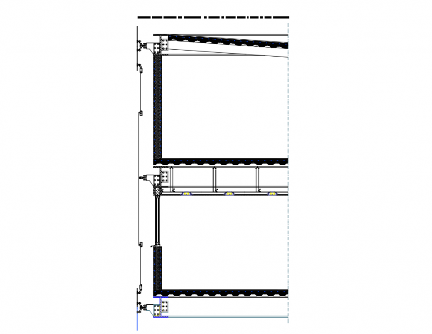 Facade perforated sheet panels of curtain walls structure details dwg file