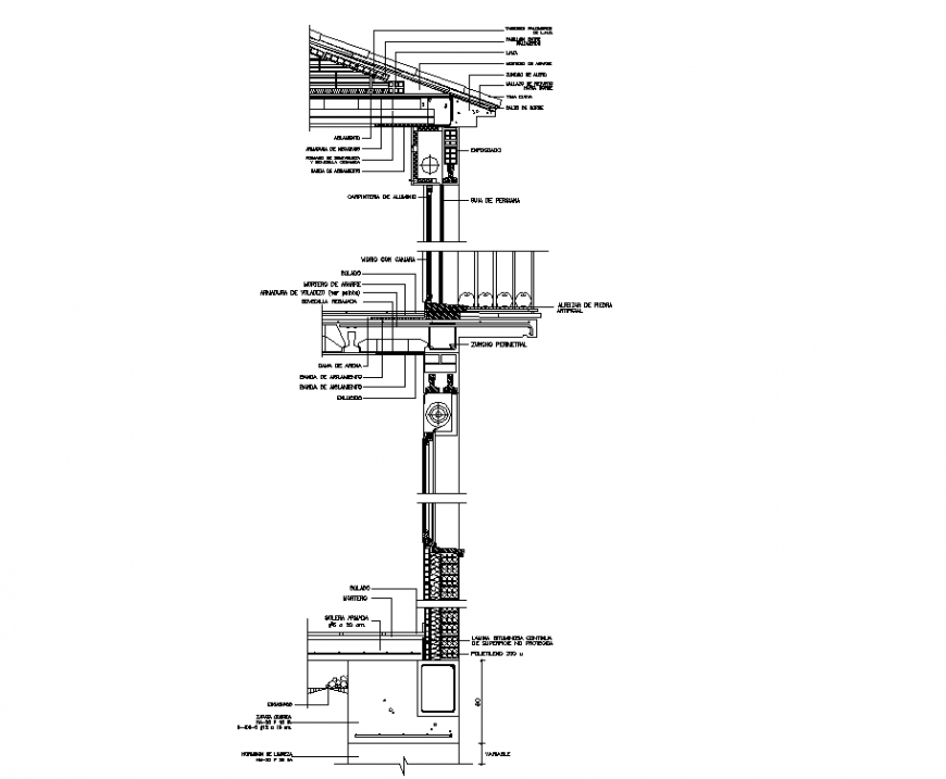 Facade section plan dwg file