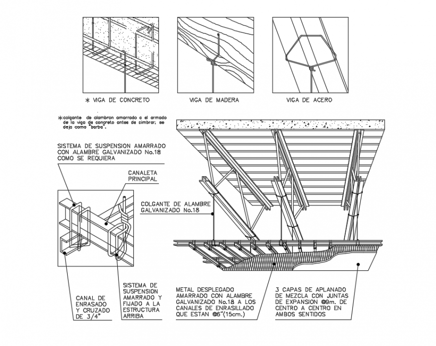False ceiling of building light structure details dwg file