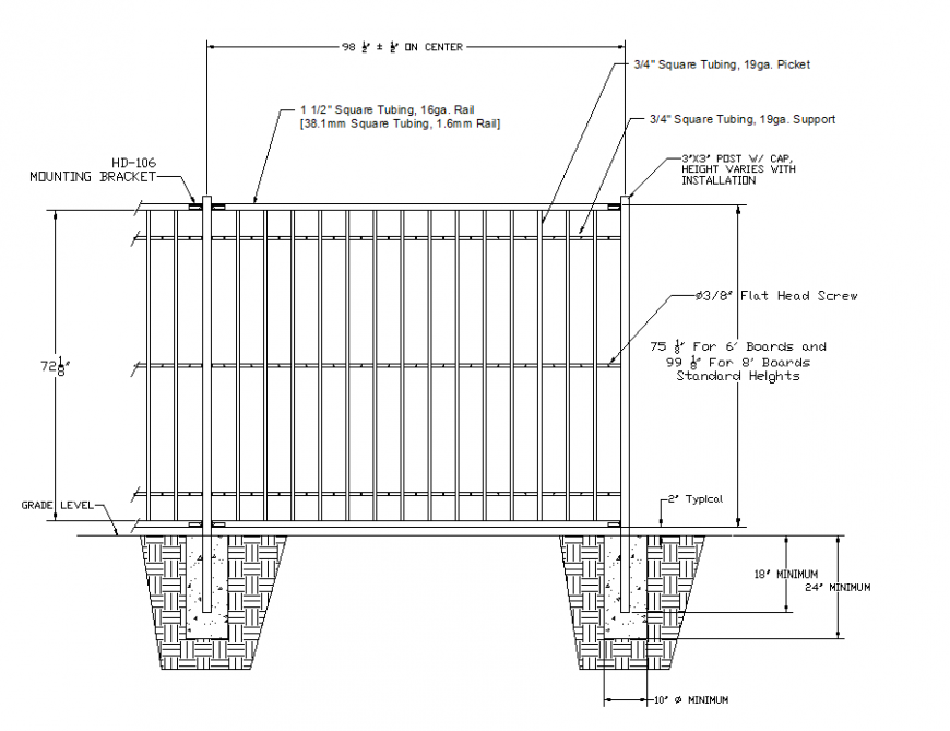 Fence section plan layout file