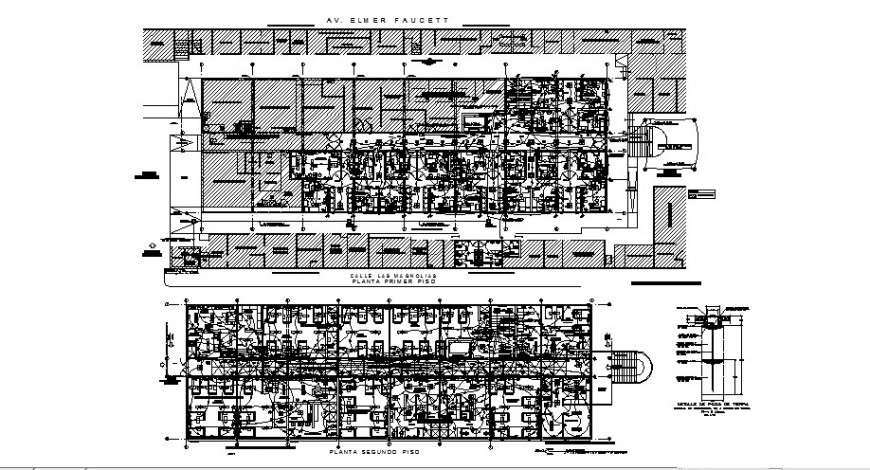 First floor and second floor plan with electrical layout plan details of hospital dwg file