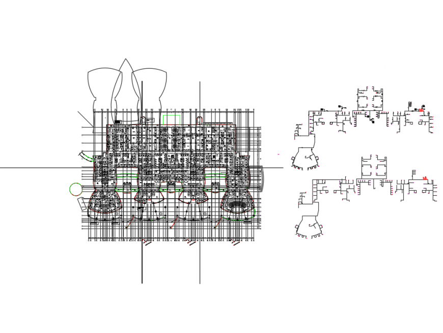 First floor distribution plan details of hospital cad drawing details dwg file