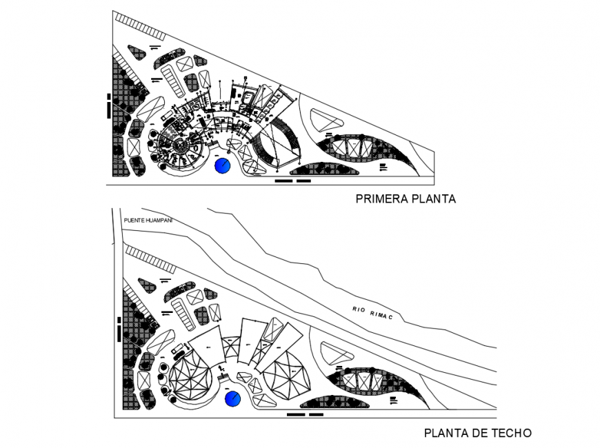 First floor plan and site plan details of car station office building dwg file