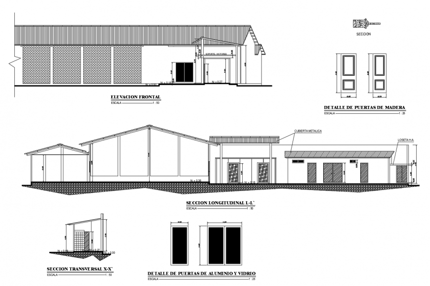 Fish processing industrial plant elevation and section cad drawing details dwg file