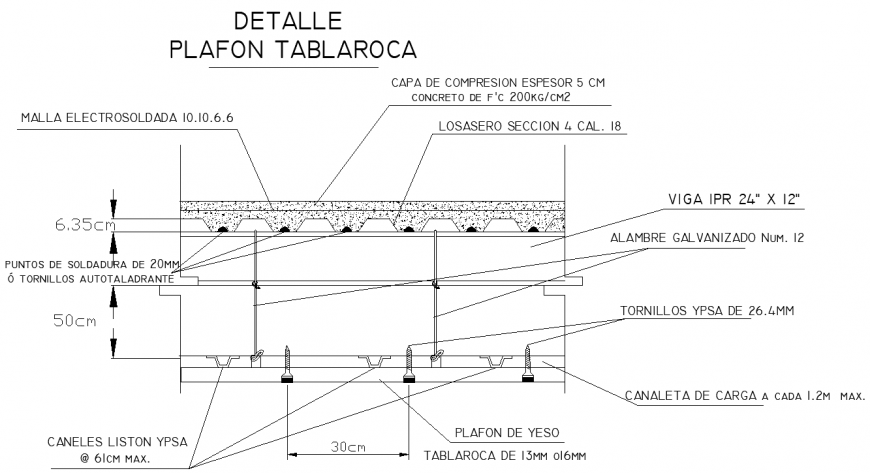 Flat slab, false ceiling  detail joinery in dwg file.