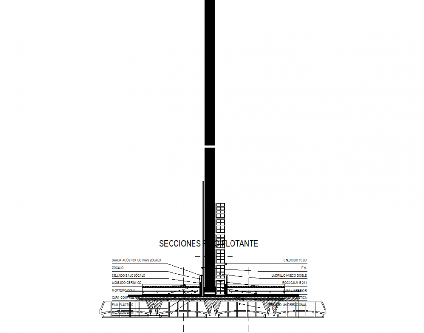 Floating floor detail section plan dwg file