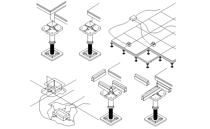 Floating floor isometric view autocad file