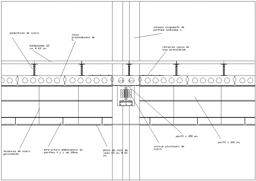 Floor and suspended ceiling section plan autocad file