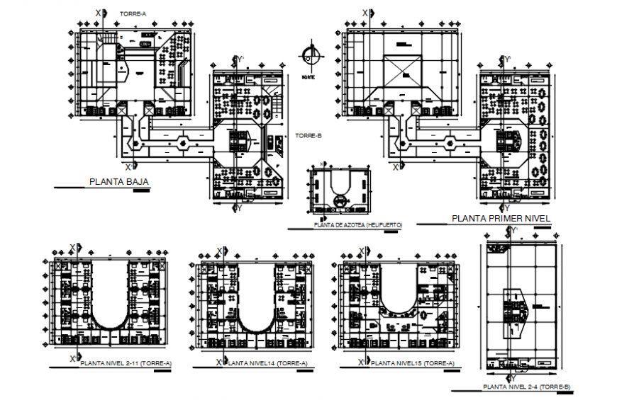 Floor plan of hotel in auto cad file