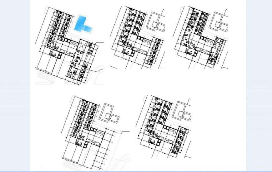 Floor plans of hotel in auto cad software