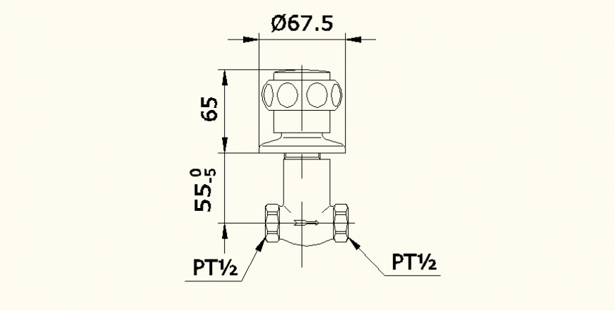 Flush tank and toilet detail elevation dwg file