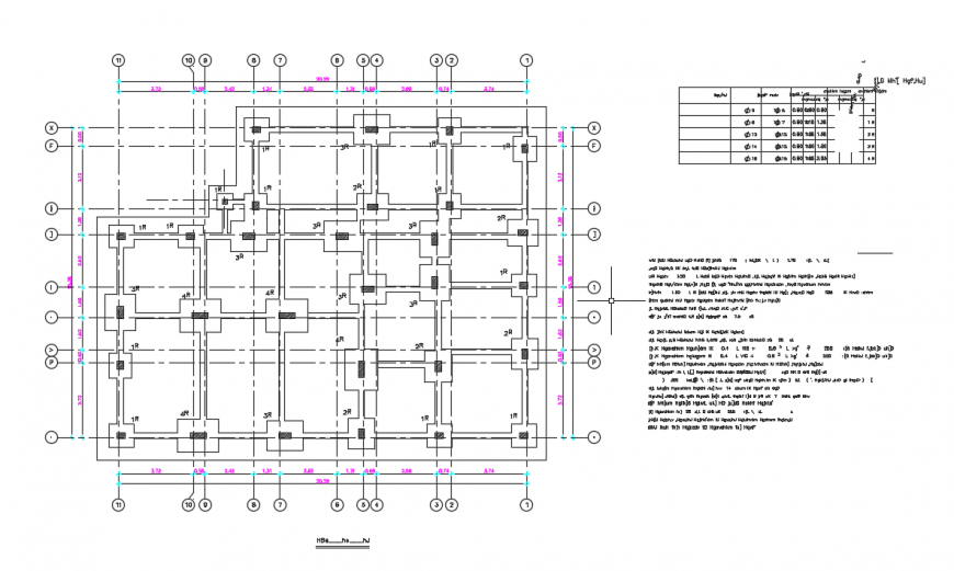 Footing structure Plan Lay-out detail in DWG File