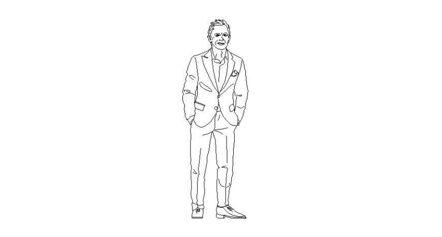 Formal wear men detail drawing in autocad